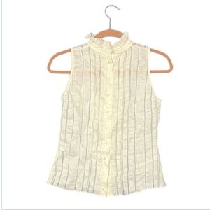 Annie Fontaine Sleeveless White Striped Top size 36